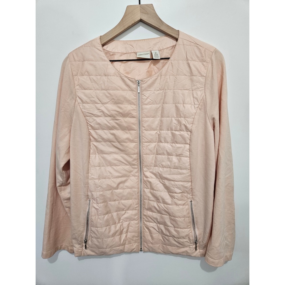 Zenergy by Chicos Peach Quilted Zip Up Jacket Women Size 2 Large Lightweight‎